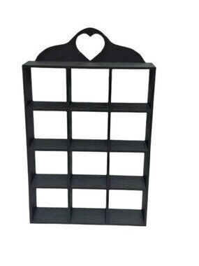 Miniature Country Cottage Chic Wall Trinket Shelf-Black-Heart Shape 5.5" Tall,